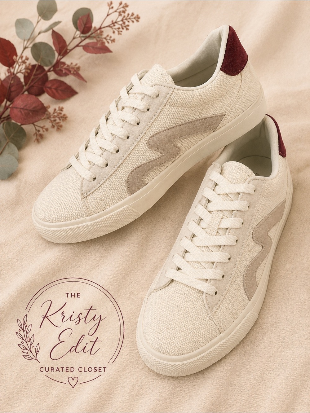Blowfish Malibu Valley Sneakers Cream Taupe Burgundy Women’s 11